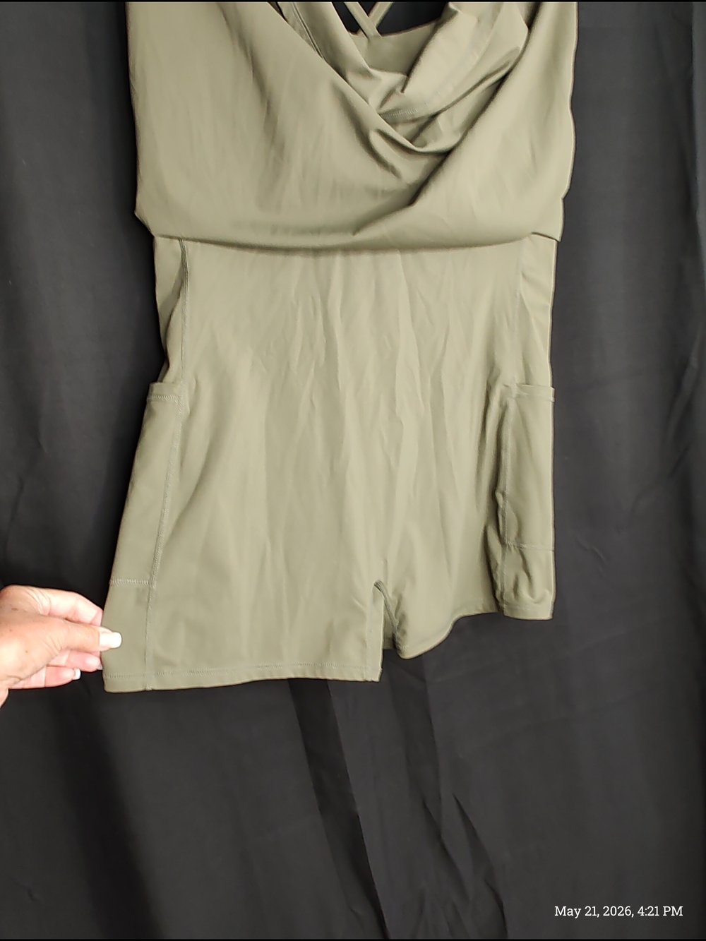 HALARA XL Built-in Bra N Shorts W/ Pickets Olive Cross Mini Tennis Dress - Picture 10 of 15